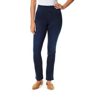 Pull On High Rise Jeans Classic Chic Stretch Comfort Mock Fly Pockets